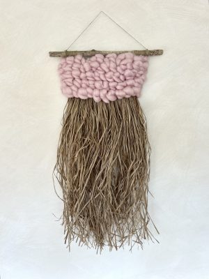 raffia bobble in baby pink
