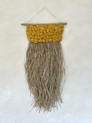 raffia bobble in mustard